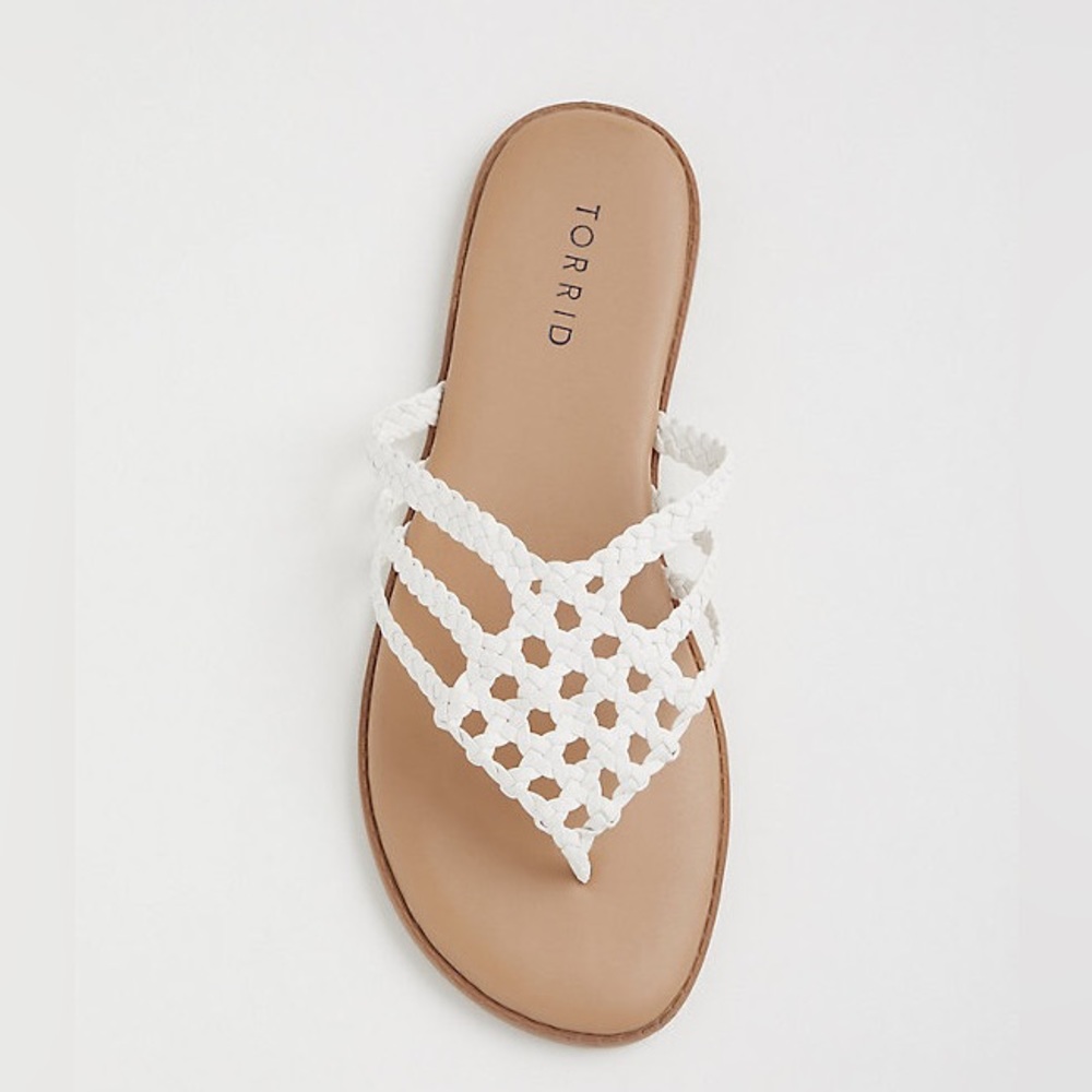 Torrid White Faux leather Braided Flip-Flop Sandals